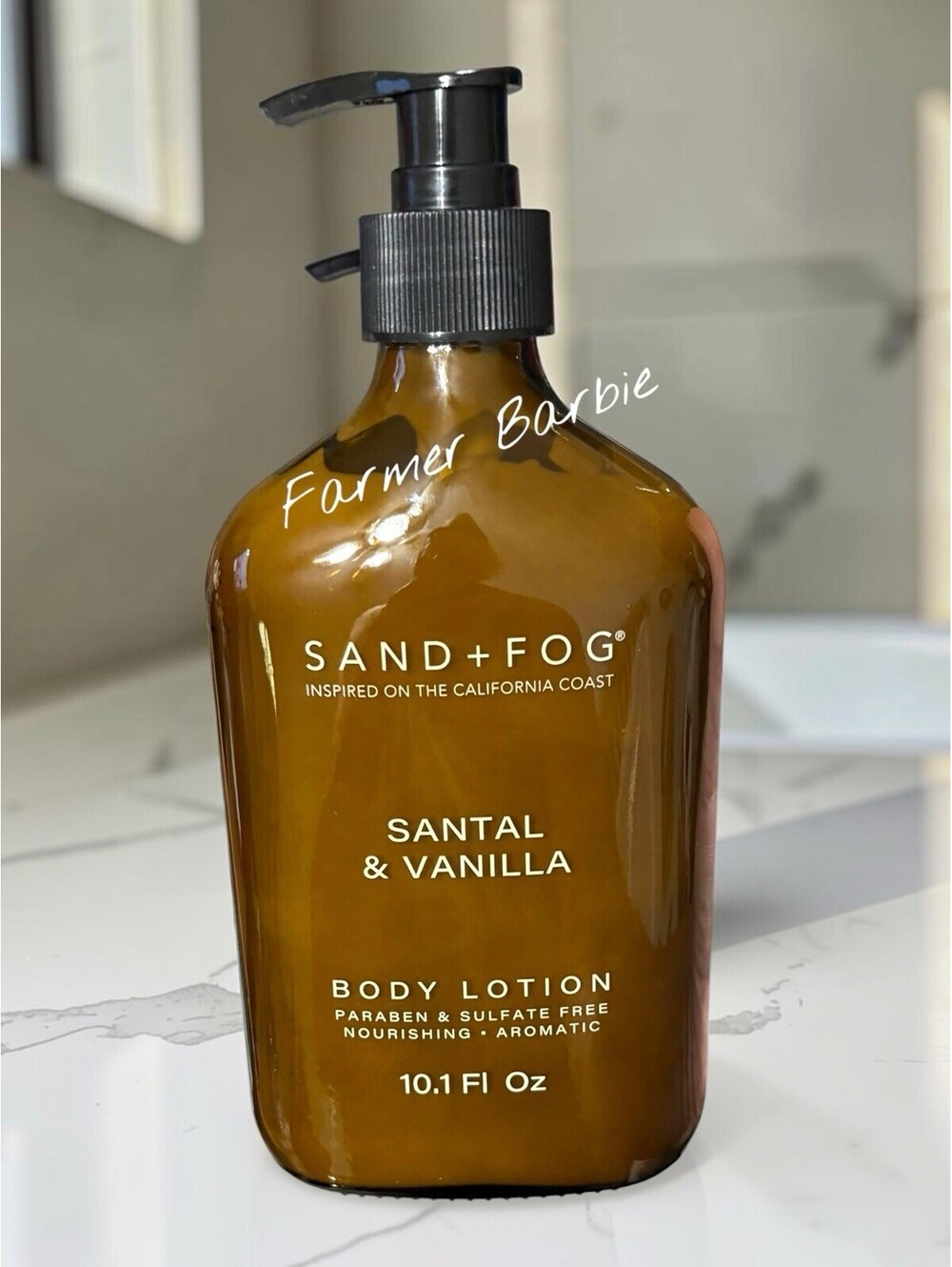 Sand + Fog Santal & Vanilla Body Lotion 10.1 oz Glass Bottle